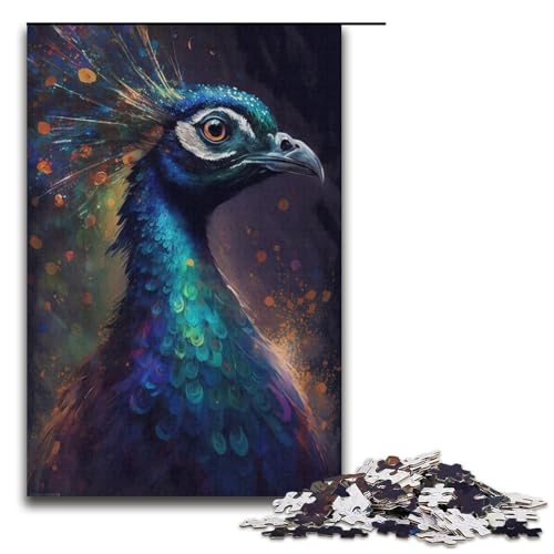Puzzle 1000 Teile Tier-Pfau-Vogel-Puzzle für Erwachsene, Kartonpuzzle, Lernspiel für Erwachsene, Größe 38 x 26 cm von KJYMNC