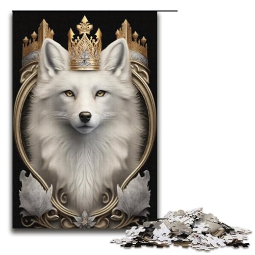 Puzzle 1000 Teile Weißer Fuchs Puzzle aus Pappe Lernspiele Heimdekoration Größe 38x26cm von KJYMNC