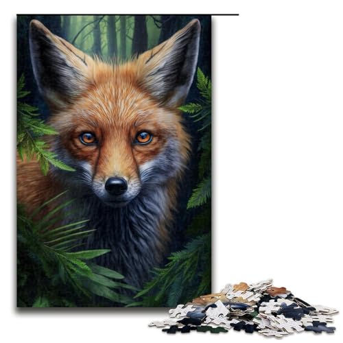 Puzzle 1000 Teile Wild Fox Puzzle für Erwachsene Holzpuzzle Lernspiel für Erwachsene Größe 50x75 cm von KJYMNC
