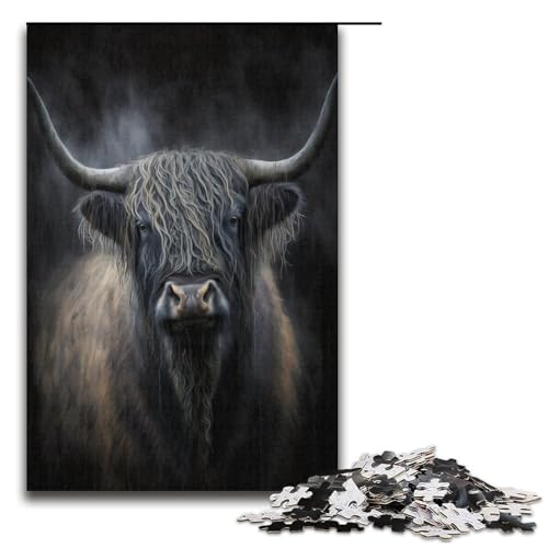 Puzzle 1000 Teile für Erwachsene, Aquarell-Yak-Puzzle, tolles Geschenk für Spiele, Größe 38 x 26 cm von KJYMNC