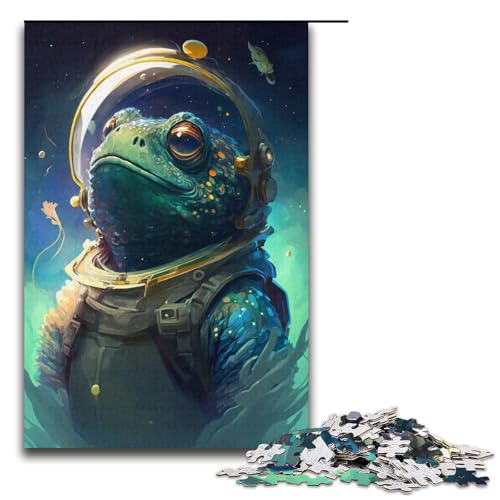 Puzzle 1000 Teile für Erwachsene, Astronauten-Schildkröten-Puzzle, tolles Geschenk für Spiele, Größe 38 x 26 cm von KJYMNC
