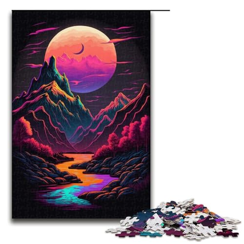 Puzzle 1000 Teile für Erwachsene, Berglandschaft, Puzzle, Wanddekoration, Trainieren Sie Ihr Gehirn und Ihre Hände, für Jugendliche ab 14 Jahren, Größe 50 x 75 cm von KJYMNC