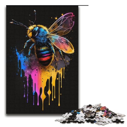 Puzzle 1000 Teile für Erwachsene, Bienenmalerei, Lernpuzzle, Familienspiel, einzigartiges Herausforderungsspiel, Größe 38 x 26 cm von KJYMNC