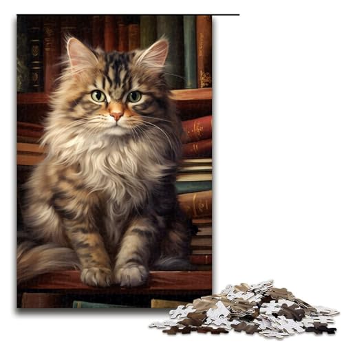 Puzzle 1000 Teile für Erwachsene, Buch, Katze, Lernpuzzle, Familienspiel, einzigartiges Herausforderungsspiel, Größe 50 x 75 cm Puzzle 1000 Teile für Erwachsene, Buch, Katze, Lernpuzzle, Familienspiel, einzigartiges Herausforderungsspiel, Größe 50 x 75 cm von KJYMNC