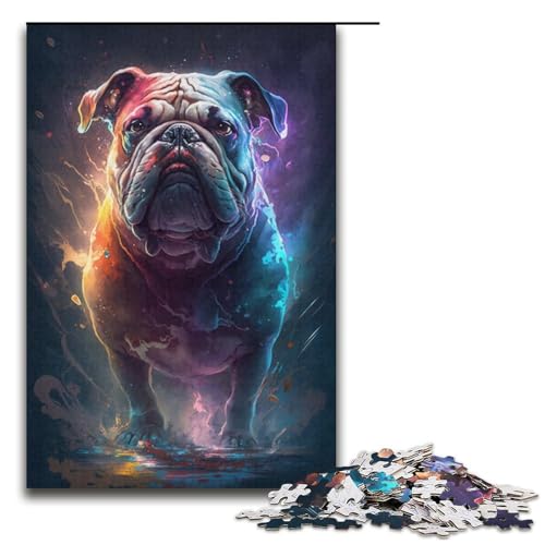 Puzzle 1000 Teile für Erwachsene, Bulldoggen-Malpuzzle, lustige Familienspiele, ganze Familie, Größe 38 x 26 cm von KJYMNC
