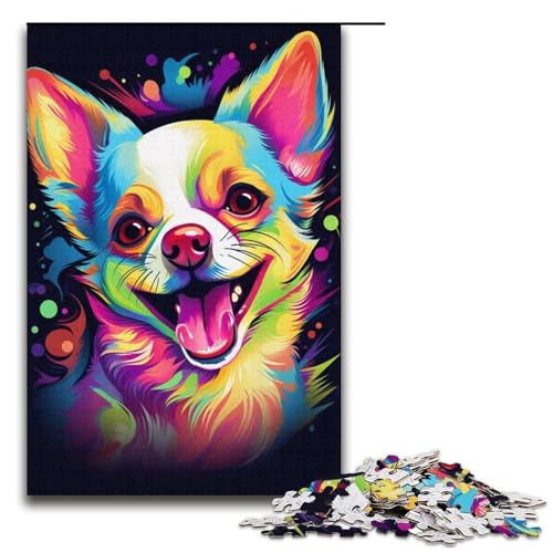 Puzzle 1000 Teile für Erwachsene, Chihuahua, Lernpuzzle, Familienspiel, einzigartiges Herausforderungsspiel, Größe 38 x 26 cm von KJYMNC