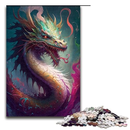 Puzzle 1000 Teile für Erwachsene, Chinesischer Drache, tolles Geschenk für Spiele, Größe 50 x 75 cm von KJYMNC