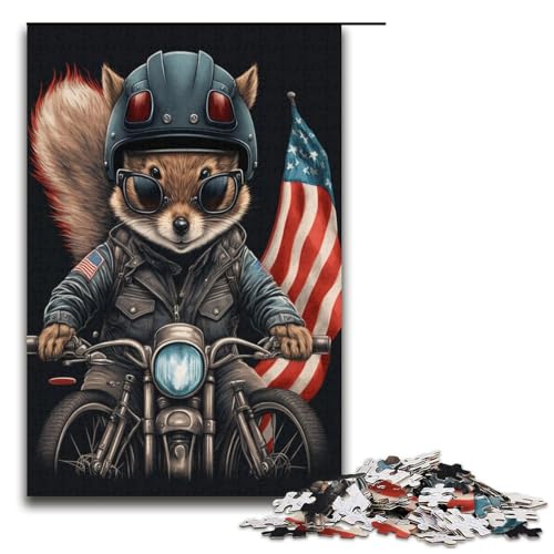 Puzzle 1000 Teile für Erwachsene, Eichhörnchen-Reiter-Puzzle, Wanddekoration, Trainieren Sie Ihr Gehirn und Ihre Hände, für Jugendliche ab 14 Jahren, Größe 38 x 26 cm von KJYMNC