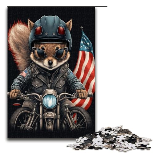 Puzzle 1000 Teile für Erwachsene, Eichhörnchen-Reiter-Puzzle, tolles Geschenk für Spiele, Größe 50 x 75 cm von KJYMNC
