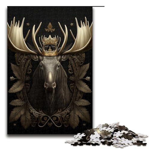 Puzzle 1000 Teile für Erwachsene, Elch, Lernpuzzle, Familienspiel, einzigartiges Herausforderungsspiel, Größe 50 x 75 cm von KJYMNC