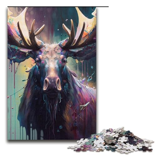 Puzzle 1000 Teile für Erwachsene, Elch-Malpuzzle, tolles Geschenk für Spiele, Größe 38 x 26 cm von KJYMNC