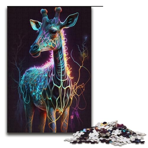 Puzzle 1000 Teile für Erwachsene, Fantasie-Giraffe, anspruchsvolles, schwieriges Puzzle, jedes Teil ist einzigartig – anspruchsvolles, unterhaltsames Familienspiel, Größe 38 x 26 cm von KJYMNC