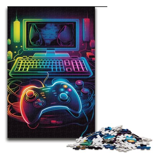 Puzzle 1000 Teile für Erwachsene, Farbspiel-Puzzle, Holzpuzzle für Erwachsene, Familienspaß, Größe 50 x 75 cm von KJYMNC