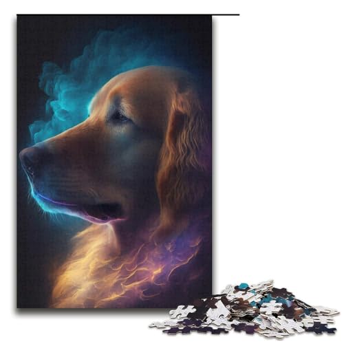 Puzzle 1000 Teile für Erwachsene, Golden Retriever Cloud, anspruchsvolles, schwieriges Puzzle, jedes Teil ist einzigartig – anspruchsvolles, unterhaltsames Familienspiel, Größe 38 x 26 cm von KJYMNC