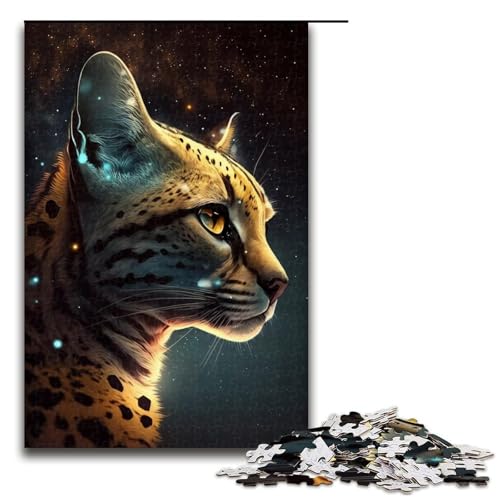 Puzzle 1000 Teile für Erwachsene, Goldener Ozelot, Puzzle für Erwachsene, Holzpuzzle für Sommerliebhaber, Größe 50 x 75 cm von KJYMNC