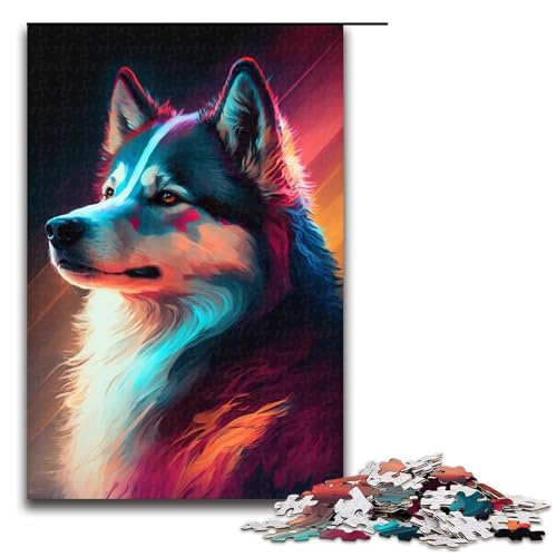 Puzzle 1000 Teile für Erwachsene, Husky-Hund-Puzzle, Wanddekoration, Trainieren Sie Ihr Gehirn und Ihre Hände, für Jugendliche ab 14 Jahren, Größe 50 x 75 cm von KJYMNC
