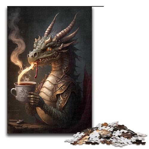 Puzzle 1000 Teile für Erwachsene, Kaffeedrachen-Puzzle für Erwachsene, Holzpuzzle für Sommerliebhaber, Größe 50 x 75 cm von KJYMNC