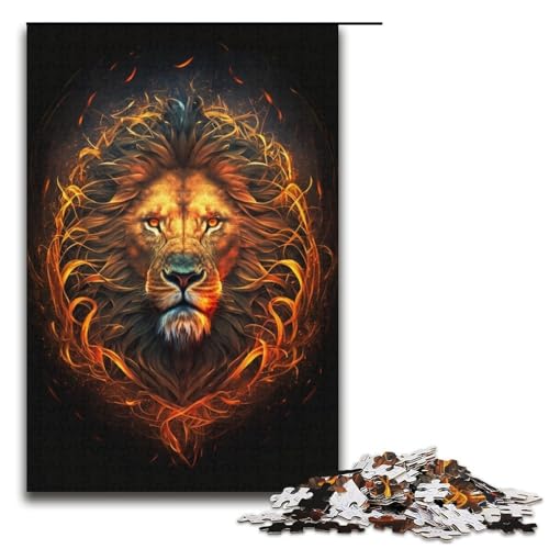 Puzzle 1000 Teile für Erwachsene, Löwen-Puzzle, tolles Geschenk für Spiele, Größe 38 x 26 cm von KJYMNC