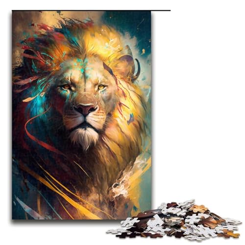 Puzzle 1000 Teile für Erwachsene, Löwenmalerei, Puzzle, Wanddekoration, Trainieren Sie Ihr Gehirn und Ihre Hände, für Jugendliche ab 14 Jahren, Größe 50 x 75 cm von KJYMNC