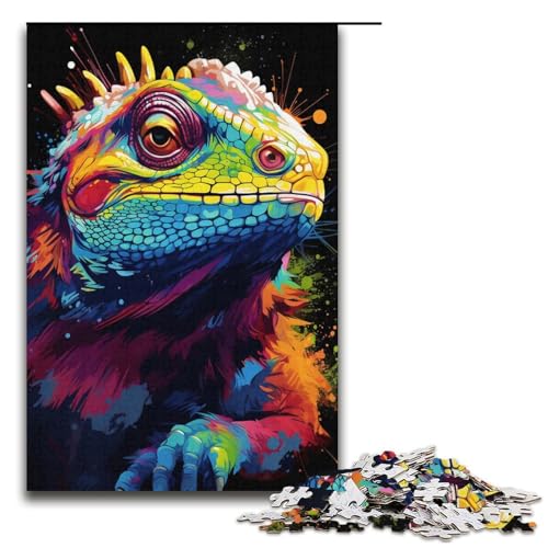 Puzzle 1000 Teile für Erwachsene, Malen, Farbe, Chamäleon, Kunst, Lernpuzzle, Familienspiel, einzigartiges Herausforderungsspiel, Größe 38 x 26 cm Puzzle 1000 Teile für Erwachsene, Malen, Farbe, Chamäleon, Kunst, Lernpuzzle, Familienspiel, einzigartiges Herausforderungsspiel, Größe 38 x 26 cm von KJYMNC