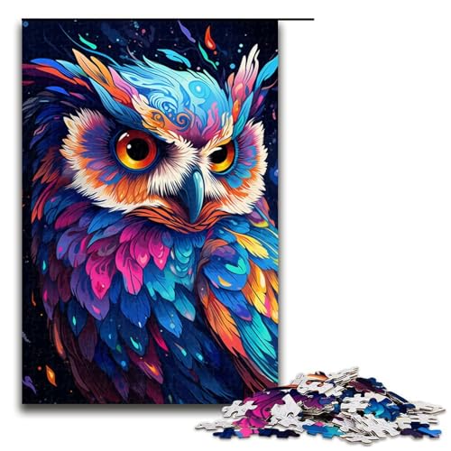 Puzzle 1000 Teile für Erwachsene, Malen, Farbe, Tier-Eulen-Puzzle, tolles Geschenk für Spiele, Größe 50 x 75 cm von KJYMNC