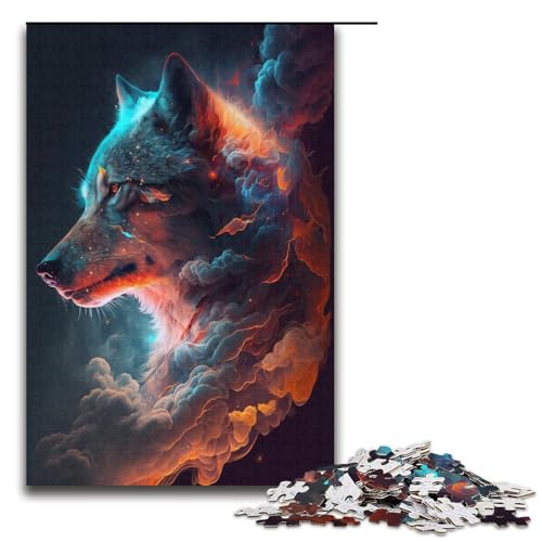 Puzzle 1000 Teile für Erwachsene, Nebula Wolf Puzzle, Wanddekoration, Trainieren Sie Ihr Gehirn und Ihre Hände, für Jugendliche ab 14 Jahren, Größe 38 x 26 cm von KJYMNC
