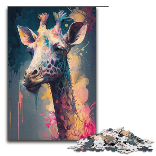 Puzzle 1000 Teile für Erwachsene, Neon-Giraffe, Puzzle, Wanddekoration, Trainieren Sie Ihr Gehirn und Ihre Hände, für Jugendliche ab 14 Jahren, Größe 38 x 26 cm von KJYMNC