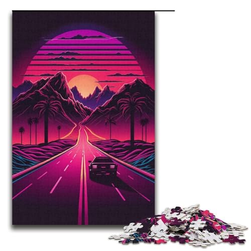 Puzzle 1000 Teile für Erwachsene, Neon-Landschaftspuzzle für Erwachsene, Kartonpuzzle für Sommerliebhaber, Größe 38 x 26 cm von KJYMNC