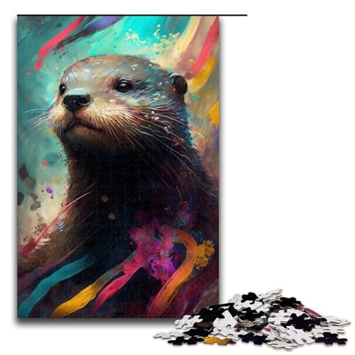 Puzzle 1000 Teile für Erwachsene, Otter-Malerei, tolles Geschenk für Spiele, Größe 50 x 75 cm von KJYMNC