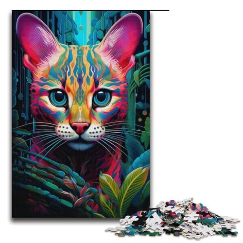 Puzzle 1000 Teile für Erwachsene, Ozelot-Puzzle, Wanddekoration, Trainieren Sie Ihr Gehirn und Ihre Hände, für Jugendliche ab 14 Jahren, Größe 38 x 26 cm von KJYMNC