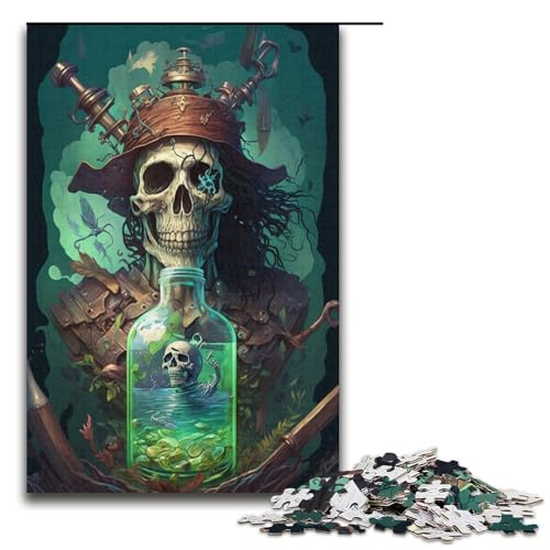 Puzzle 1000 Teile für Erwachsene, Piratenschiff-Totenkopf-Puzzle, tolles Geschenk für Spiele, Größe 38 x 26 cm von KJYMNC