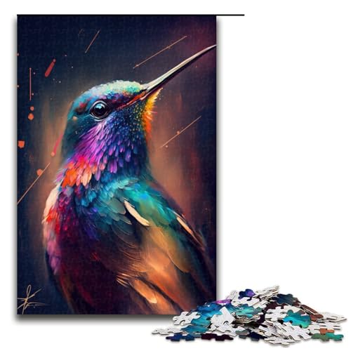Puzzle 1000 Teile für Erwachsene, Schönes Kolibri-Puzzle, Holzpuzzle für Erwachsene, Familienspaß, Größe 50 x 75 cm von KJYMNC