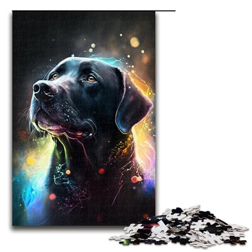 Puzzle 1000 Teile für Erwachsene, Schwarzer Golden Retriever, tolles Geschenk für Spiele, Größe 50 x 75 cm von KJYMNC