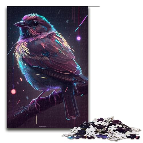 Puzzle 1000 Teile für Erwachsene, Spatzenvogel, Lernpuzzle, Familienspiel, einzigartiges Herausforderungsspiel, Größe 50 x 75 cm von KJYMNC