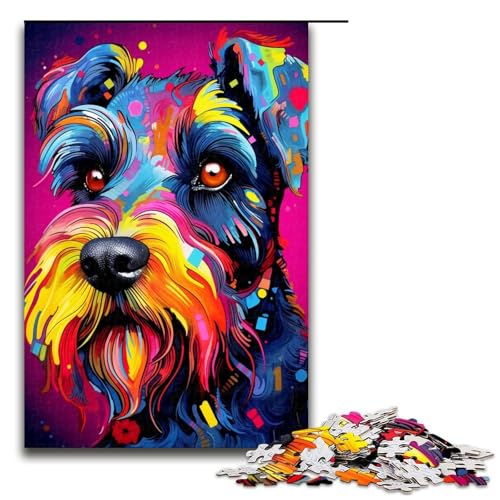 Puzzle 1000 Teile für Erwachsene, Standardschnauzer-Hundepuzzle, Wanddekoration, Trainieren Sie Ihr Gehirn und Ihre Hände, für Jugendliche ab 14 Jahren, Größe 50 x 75 cm von KJYMNC