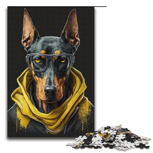 Puzzle 1000 Teile für Erwachsene, Sweatshirt-Hund, Lernpuzzle, Familienspiel, einzigartiges Herausforderungsspiel, Größe 38 x 26 cm von KJYMNC