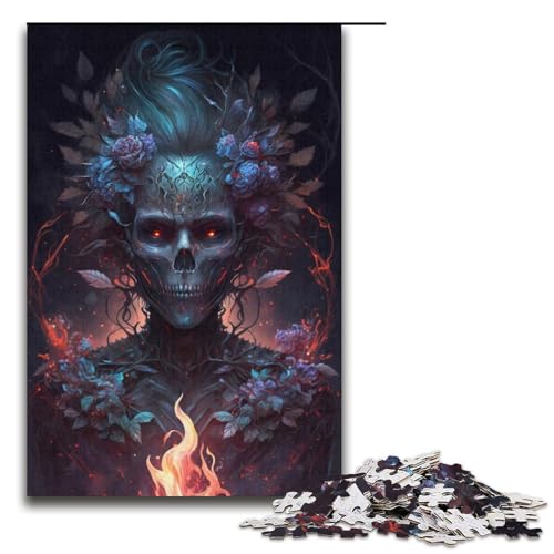 Puzzle 1000 Teile für Erwachsene, Totenkopf-Kopfhörer, lustige Familienspiele, ganze Familie, Größe 38 x 26 cm von KJYMNC