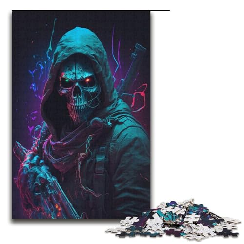Puzzle 1000 Teile für Erwachsene, Totenkopf-Puzzle, Wanddekoration, Trainieren Sie Ihr Gehirn und Ihre Hände, für Jugendliche ab 14 Jahren, Größe 38 x 26 cm von KJYMNC