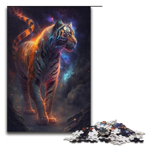 Puzzle 1000 Teile für Erwachsene, Weltraum- und Kosmischer Tiger, tolles Geschenk für Spiele, Größe 38 x 26 cm von KJYMNC