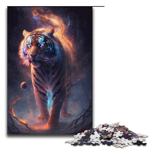 Puzzle 1000 Teile für Erwachsene, Weltraum- und Kosmischer Tiger, tolles Geschenk für Spiele, Größe 38 x 26 cm von KJYMNC