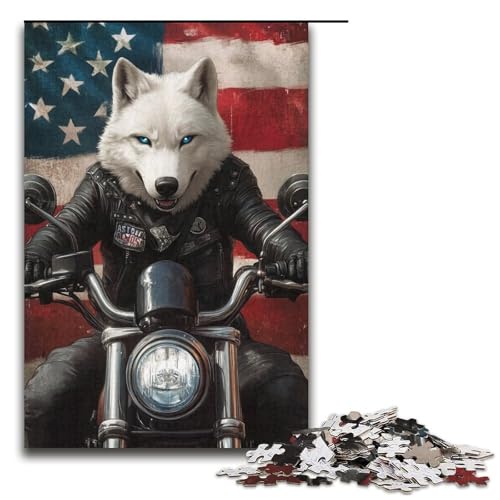 Puzzle 1000 Teile für Erwachsene, Wolfsreiter-Puzzle, Wanddekoration, Trainieren Sie Ihr Gehirn und Ihre Hände, für Jugendliche ab 14 Jahren, Größe 38 x 26 cm von KJYMNC