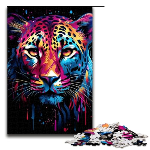 Puzzle 1000 Teile für Erwachsene, bunter Leopard, anspruchsvolles, schwieriges Puzzle, jedes Teil ist einzigartig – herausforderndes, unterhaltsames Familienspiel, Größe 50 x 75 cm Puzzle 1000 Teile für Erwachsene, bunter Leopard, anspruchsvolles, schwieriges Puzzle, jedes Teil ist einzigartig – herausforderndes, unterhaltsames Familienspiel, Größe 50 x 75 cm von KJYMNC