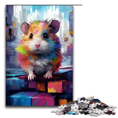 Puzzle 1000 Teile für Erwachsene, buntes Hamster-Puzzle für Erwachsene, Holzpuzzle für Sommerliebhaber, Größe 50 x 75 cm von KJYMNC