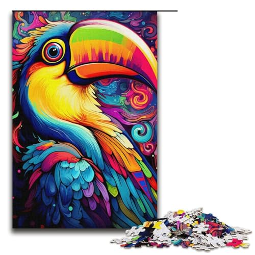 Puzzle 1000 Teile für Erwachsene, buntes Tukan-Puzzle, Wanddekoration, trainieren Sie Ihr Gehirn und Ihre Hände, für Jugendliche ab 14 Jahren, Größe 38 x 26 cm von KJYMNC