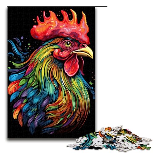 Puzzle 1000 Teile für Erwachsene, farbiges Hahn-Puzzle, Holzpuzzle für Erwachsene, Familienspaß, Größe 50 x 75 cm Puzzle 1000 Teile für Erwachsene, farbiges Hahn-Puzzle, Holzpuzzle für Erwachsene, Familienspaß, Größe 50 x 75 cm von KJYMNC