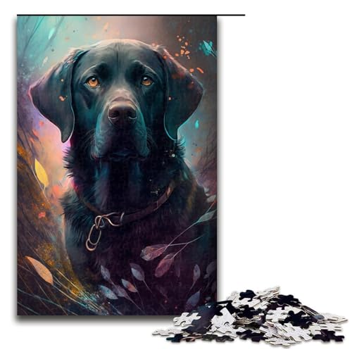 Puzzle 1000 Teile für Erwachsene, schwarzer Labrador, tolles Geschenk für Spiele, Größe 50 x 75 cm von KJYMNC