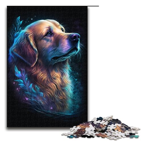 Puzzle 1000 Teile für Erwachsene, temperamentvoller Golden Retriever, tolles Geschenk für Spiele, Größe 50 x 75 cm von KJYMNC