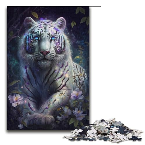 Puzzle 1000 Teile für Erwachsene, weiße Tigerblume, Galaxie, tolles Geschenk für Spiele, Größe 38 x 26 cm von KJYMNC