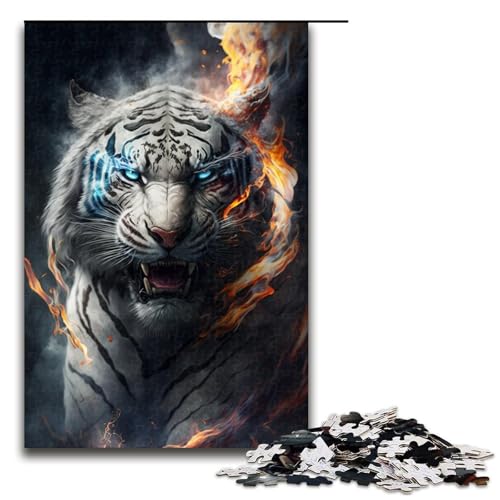 Puzzle 1000 Teile für Erwachsene, weißer Tiger, tolles Geschenk für Spiele, Größe 50 x 75 cm von KJYMNC