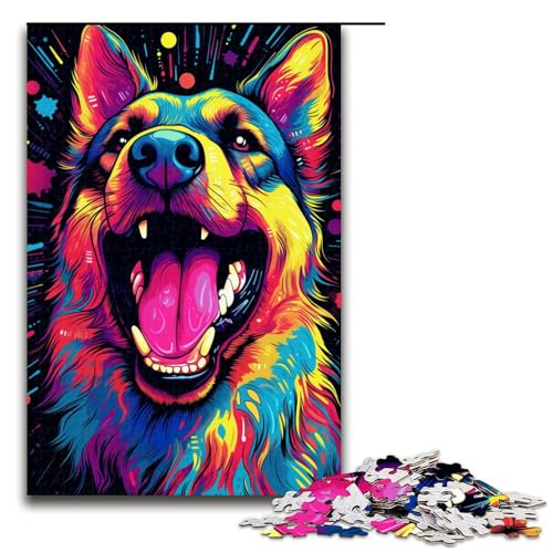 Puzzle 1000 Teile für Erwachsene „EIN fröhlicher, frecher Hund“, tolles Geschenk für Spiele, Größe 50 x 75 cm von KJYMNC